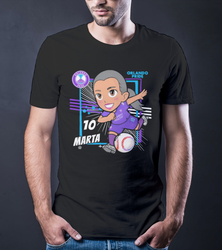 Orlando Pride Marta 10 Chibi Soccer Black T-Shirt