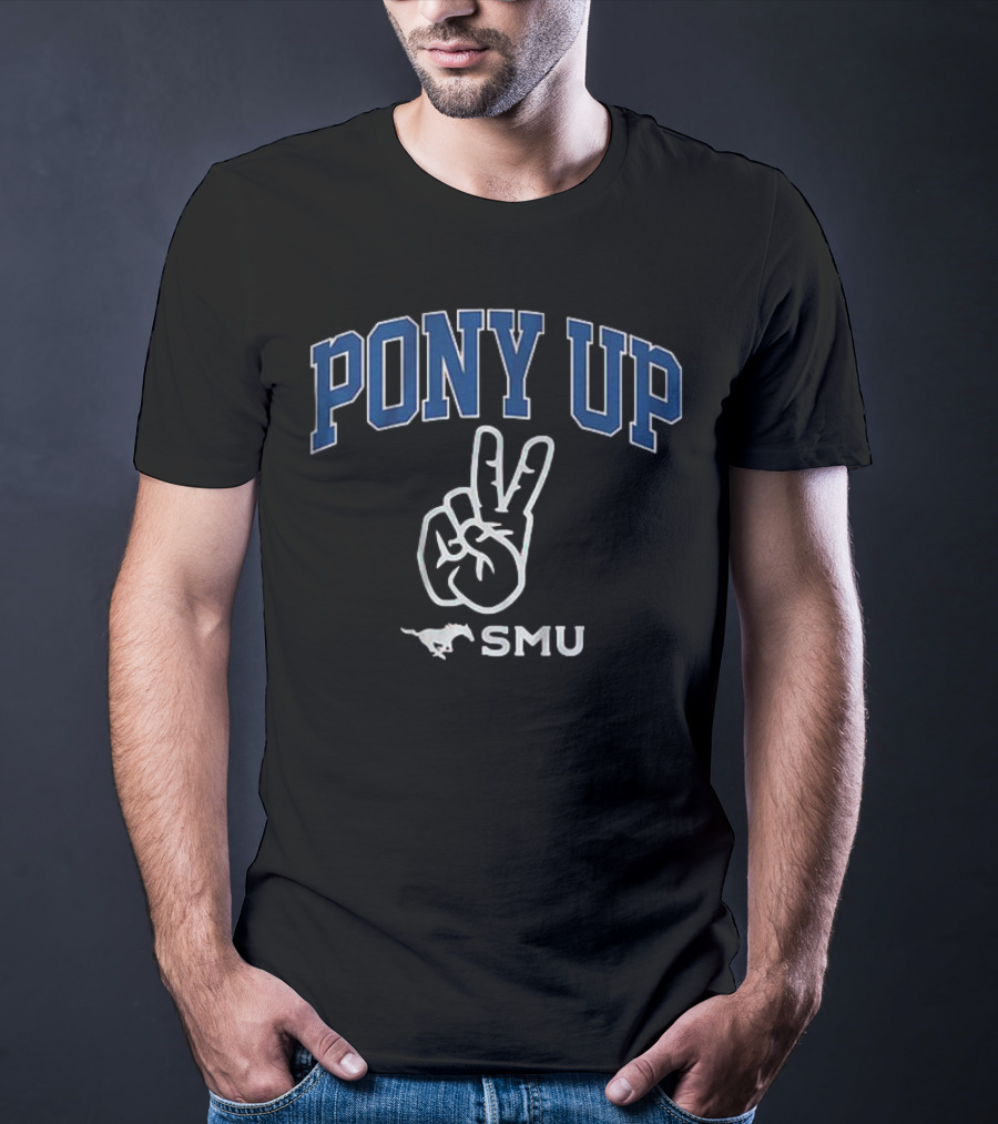 PONY UP SMU Peace Sign Mustang T-Shirt