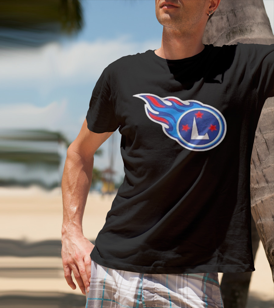 Funny Ahh Tees Tennessee Titans Fire L логотип T-Shirt