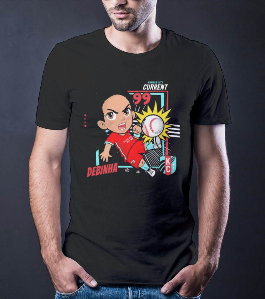 Kansas City Current Debinha 99 Chibi KC Soccer Animation T-Shirt