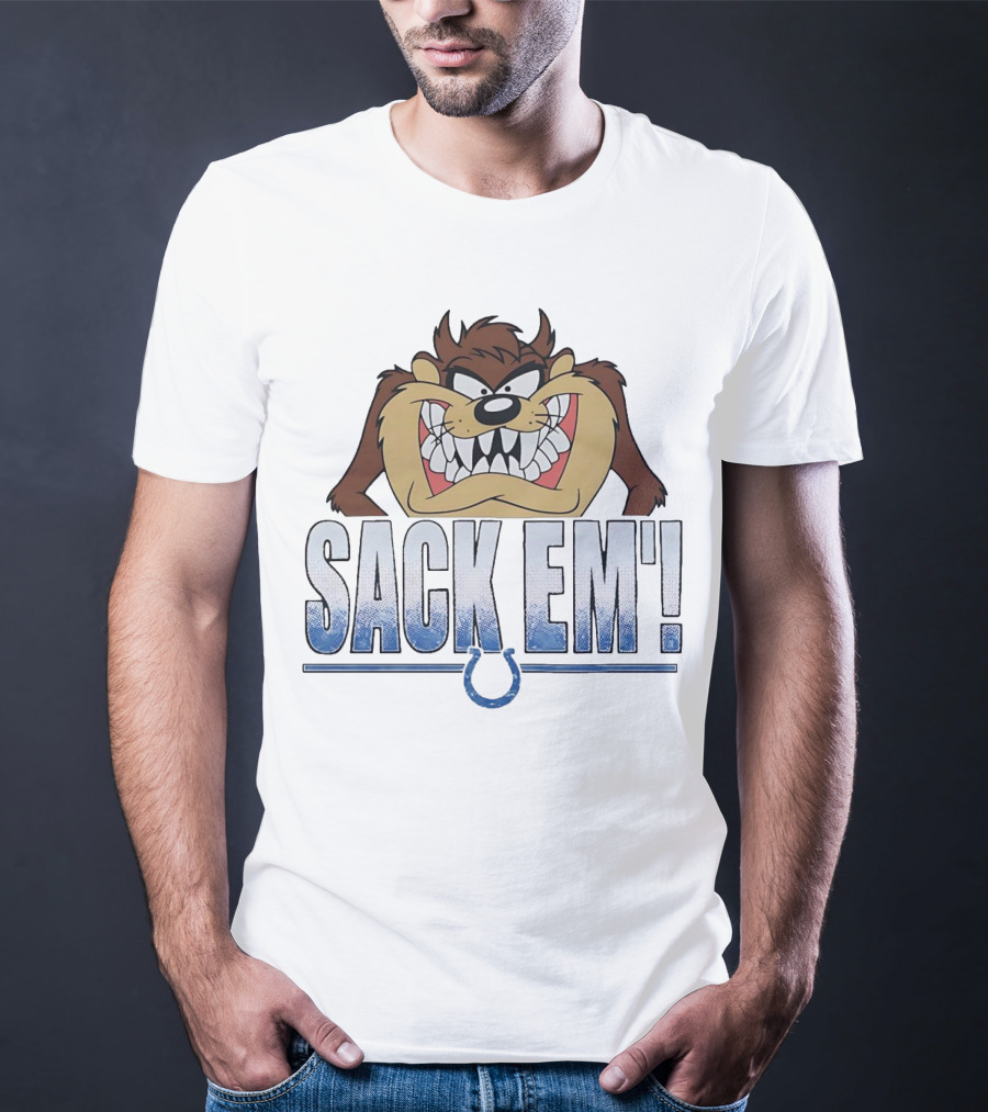 Looney Tunes Taz Sack Em Indianapolis Colts Football Fan Gear T-Shirt