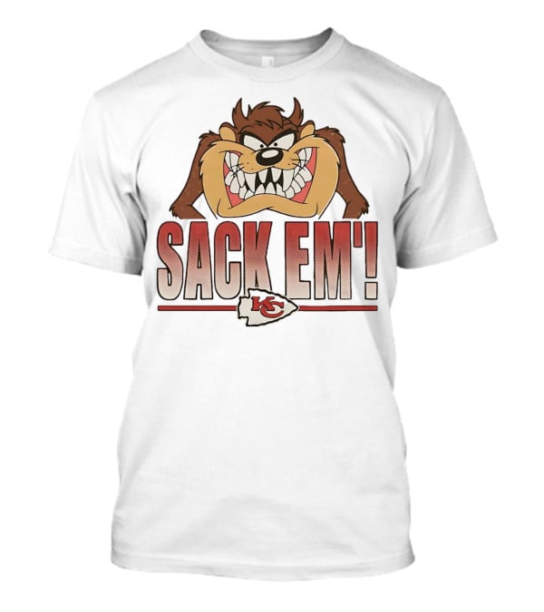 Looney Tunes Taz Kansas City Chiefs Sack 'Em KC T-Shirt