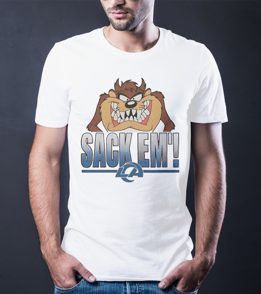 Looney Tunes Taz Sack Em LA Los Angeles Rams T-Shirt