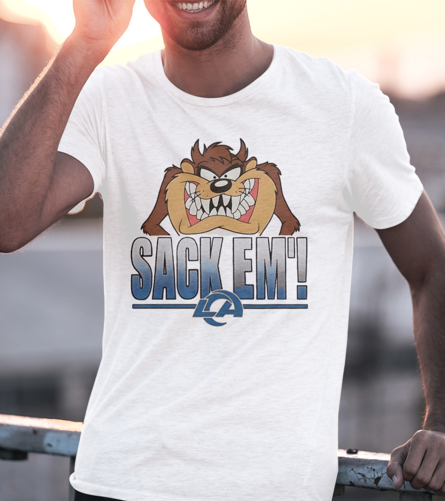Looney Tunes Taz Sack Em LA Los Angeles Rams T-Shirt