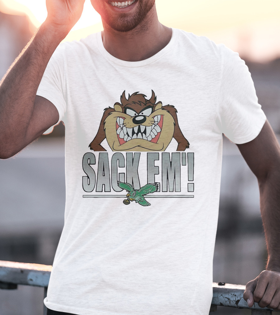 Looney Tunes Taz Sack Em Philadelphia Eagles T-Shirt