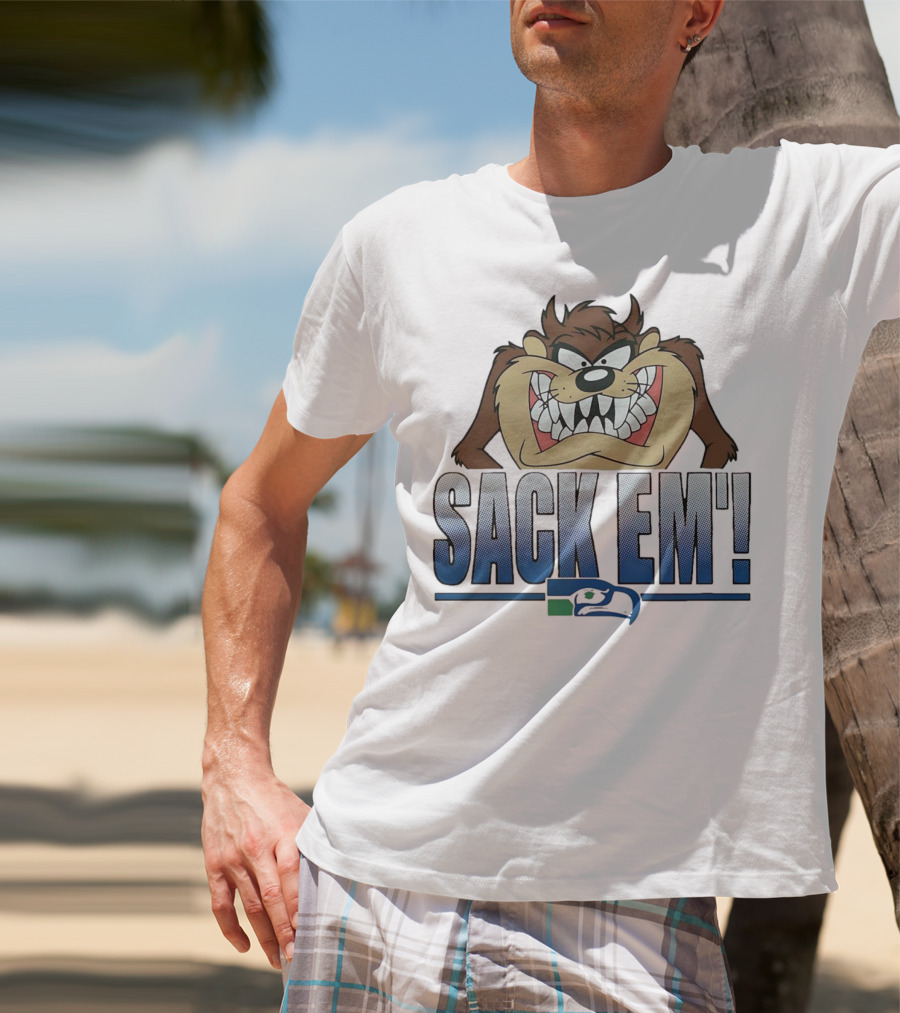 Looney Tunes Taz Sack Em Seattle Seahawks T-Shirt