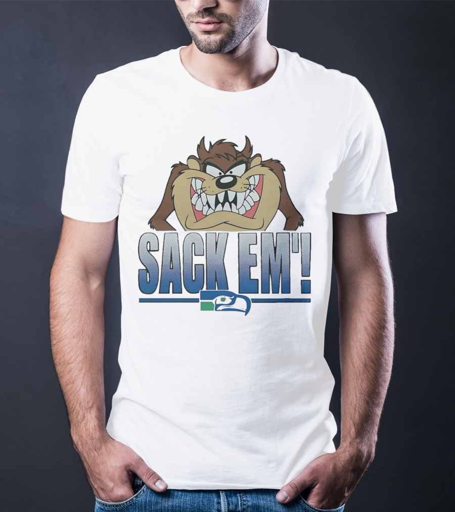 Looney Tunes Taz Sack Em Seattle Seahawks T-Shirt