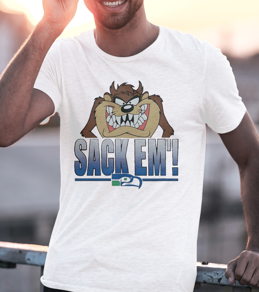 Looney Tunes Taz Sack Em Seattle Seahawks T-Shirt
