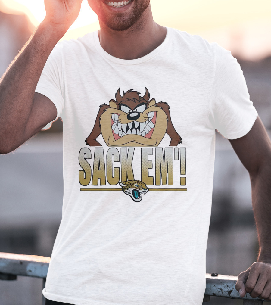 Looney Tunes Taz Sack Em Jacksonville Jaguars T-Shirt