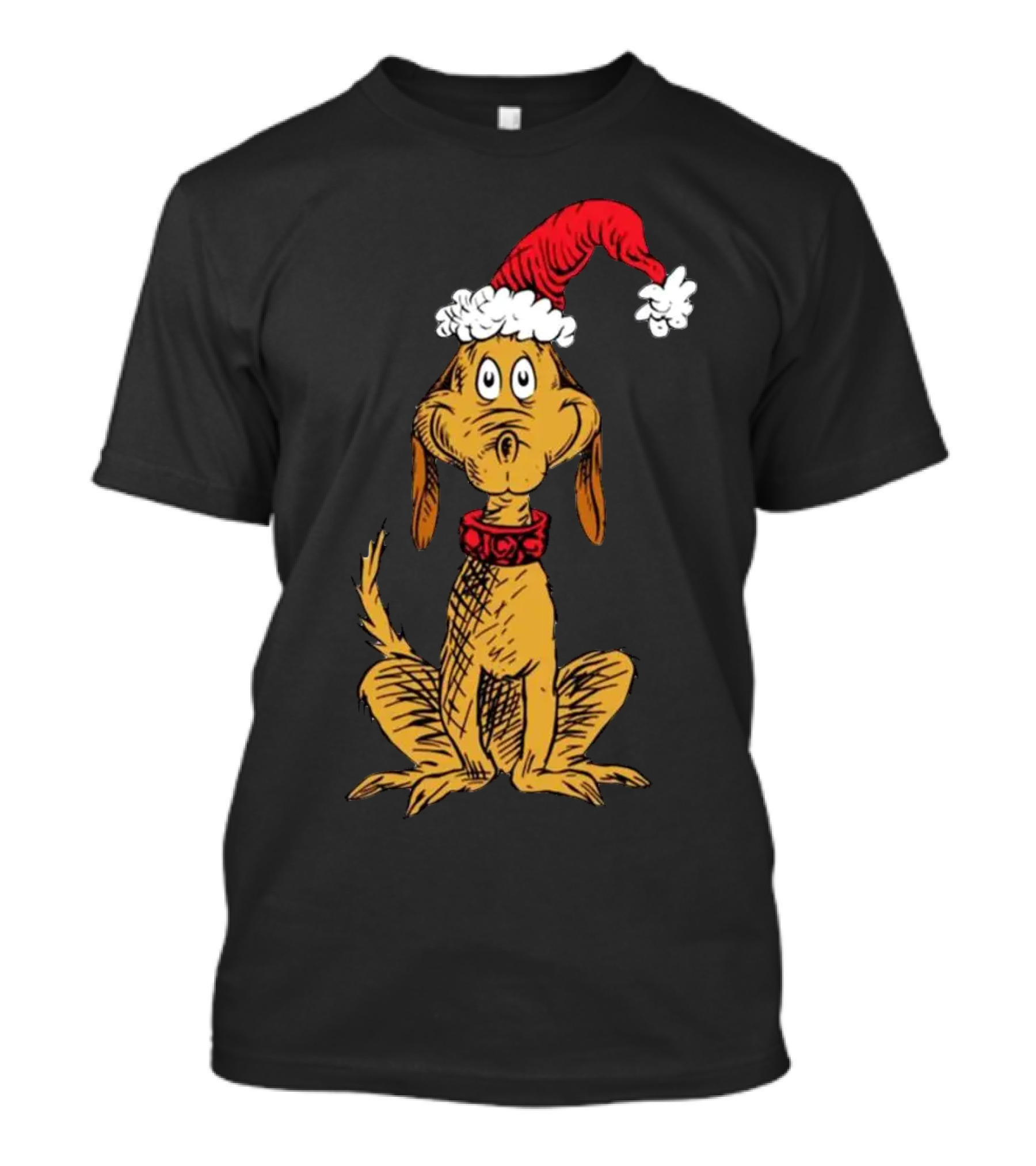 Grinch Max Santa Dog In Christmas Hat T-Shirt