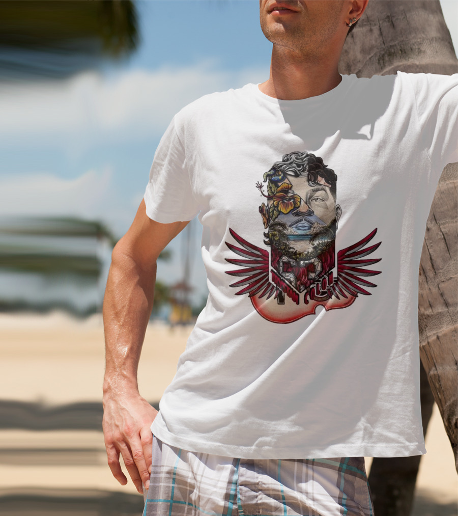 Trystan Colon Arizona Cardinals Herencia Latina Artful Portrait With Floral And Wing Elements T-Shirt