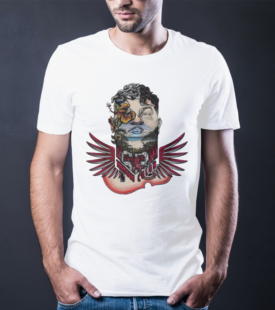Trystan Colon Arizona Cardinals Herencia Latina Artful Portrait With Floral And Wing Elements T-Shirt