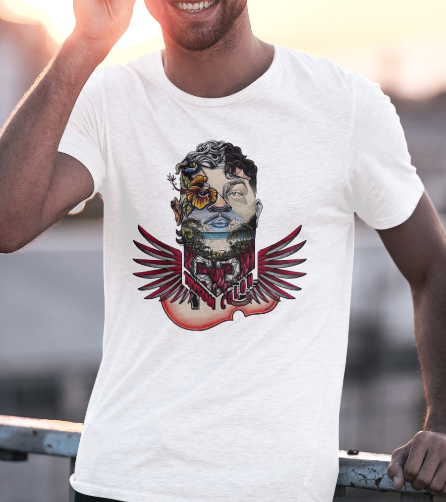 Trystan Colon Arizona Cardinals Herencia Latina Artful Portrait With Floral And Wing Elements T-Shirt