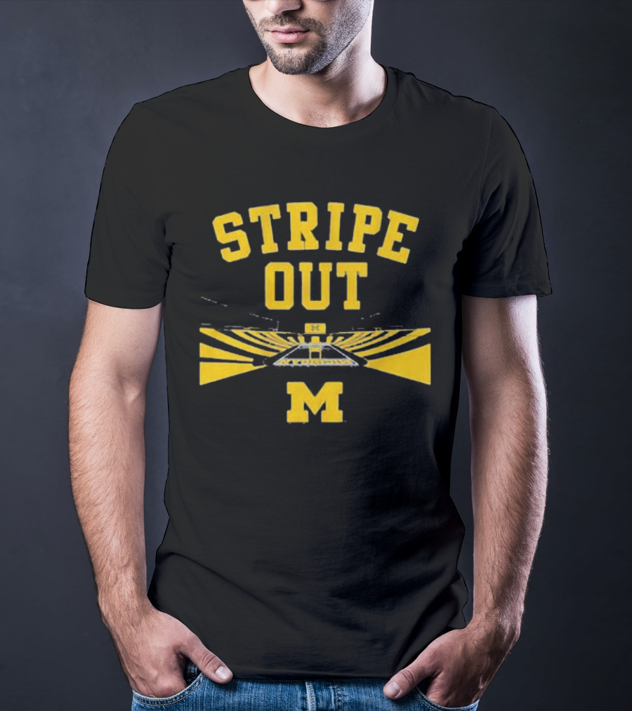 Stripe Out Big House Michigan Wolverines T-Shirt