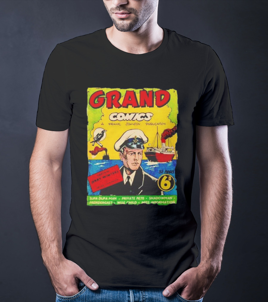 Grand Comics No 52 Captain Jerry Winters Bird Ship Supa Dupa Man Shadowman Prendergast Miss Information T-Shirt