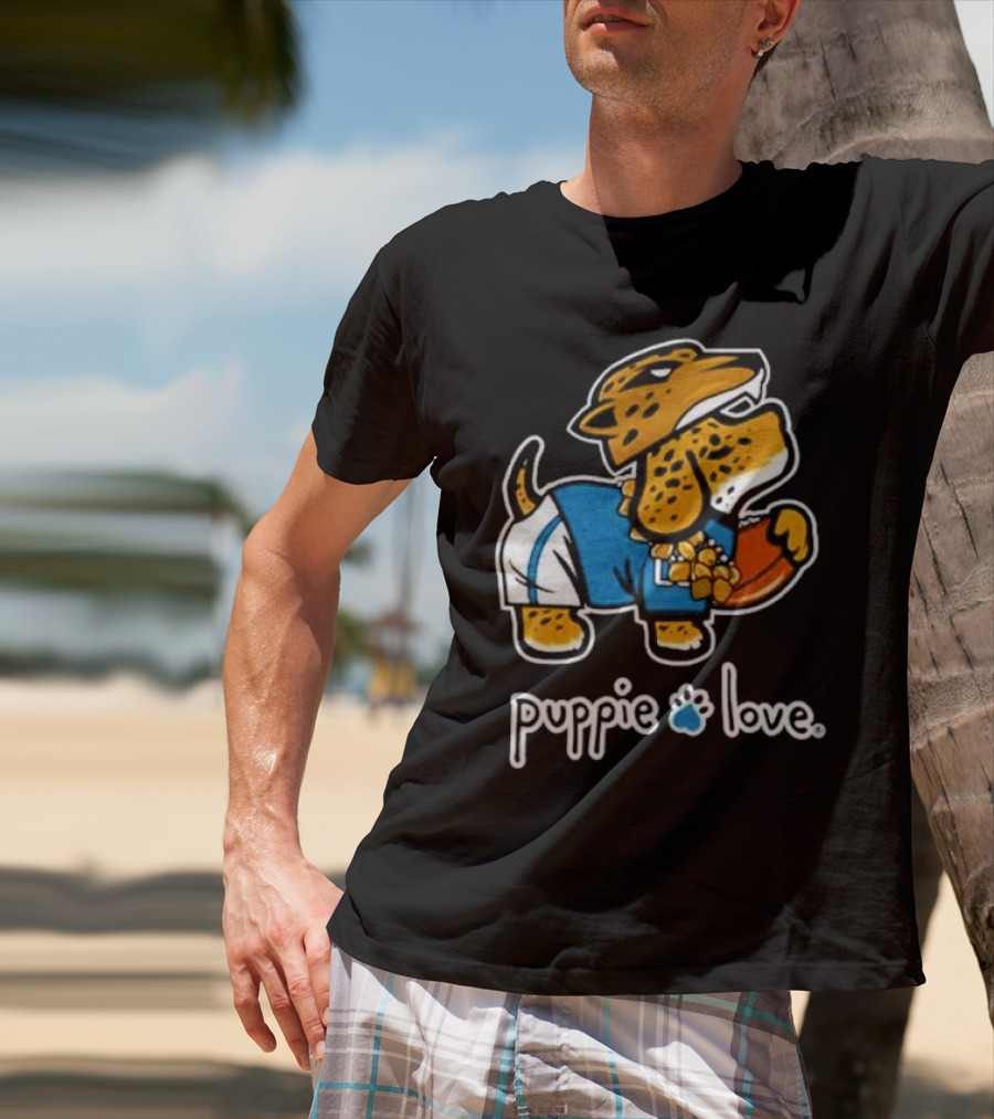 Jacksonville Jaguars Puppie Love Mascot Pup Football Fan T-Shirt