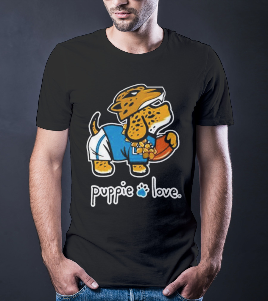 Jacksonville Jaguars Puppie Love Mascot Pup Football Fan T-Shirt