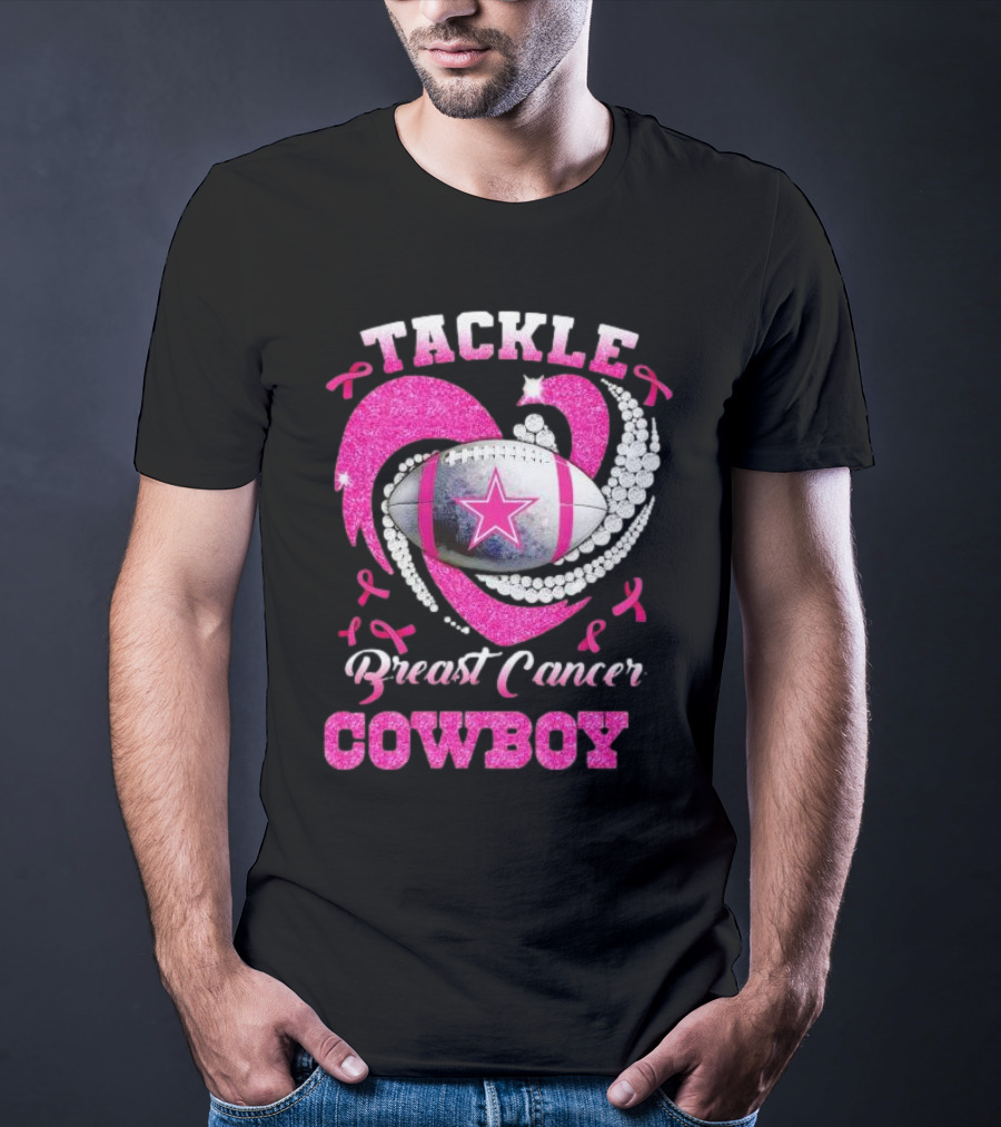 Tackle Breast Cancer Cowboy Football Pink Awareness T-Shirt