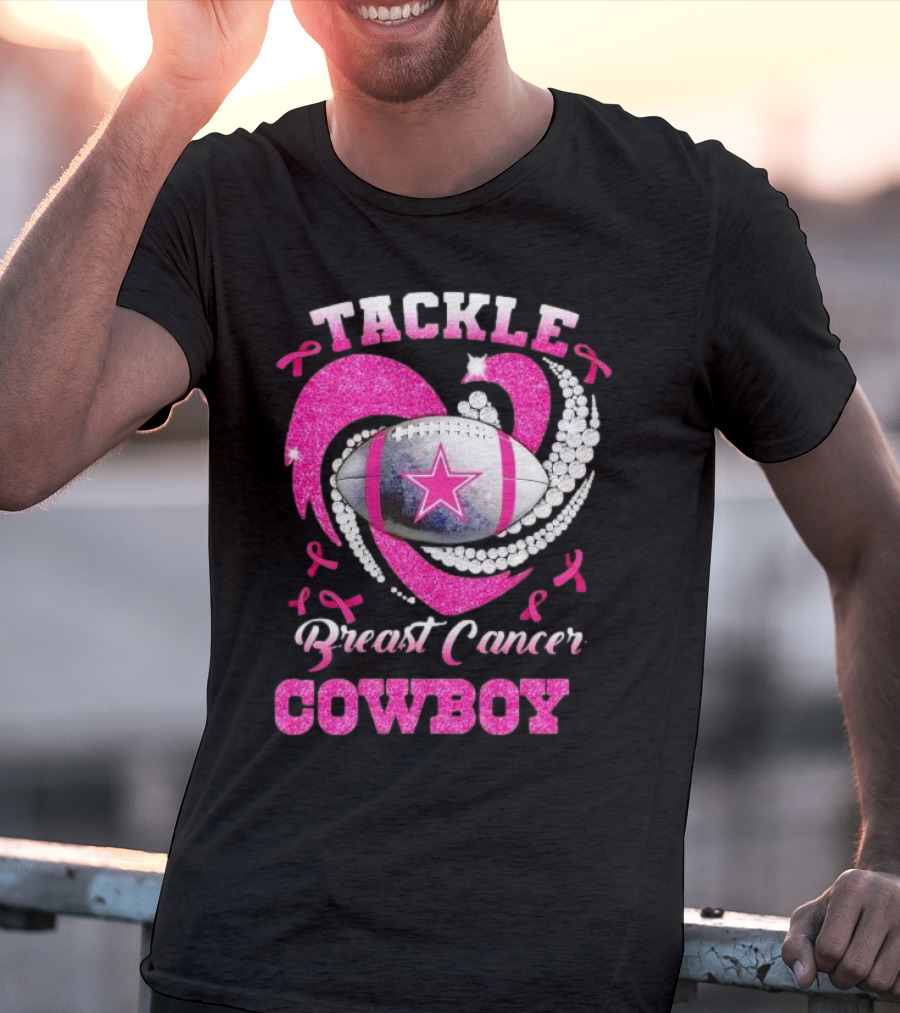 Tackle Breast Cancer Cowboy Football Pink Awareness T-Shirt