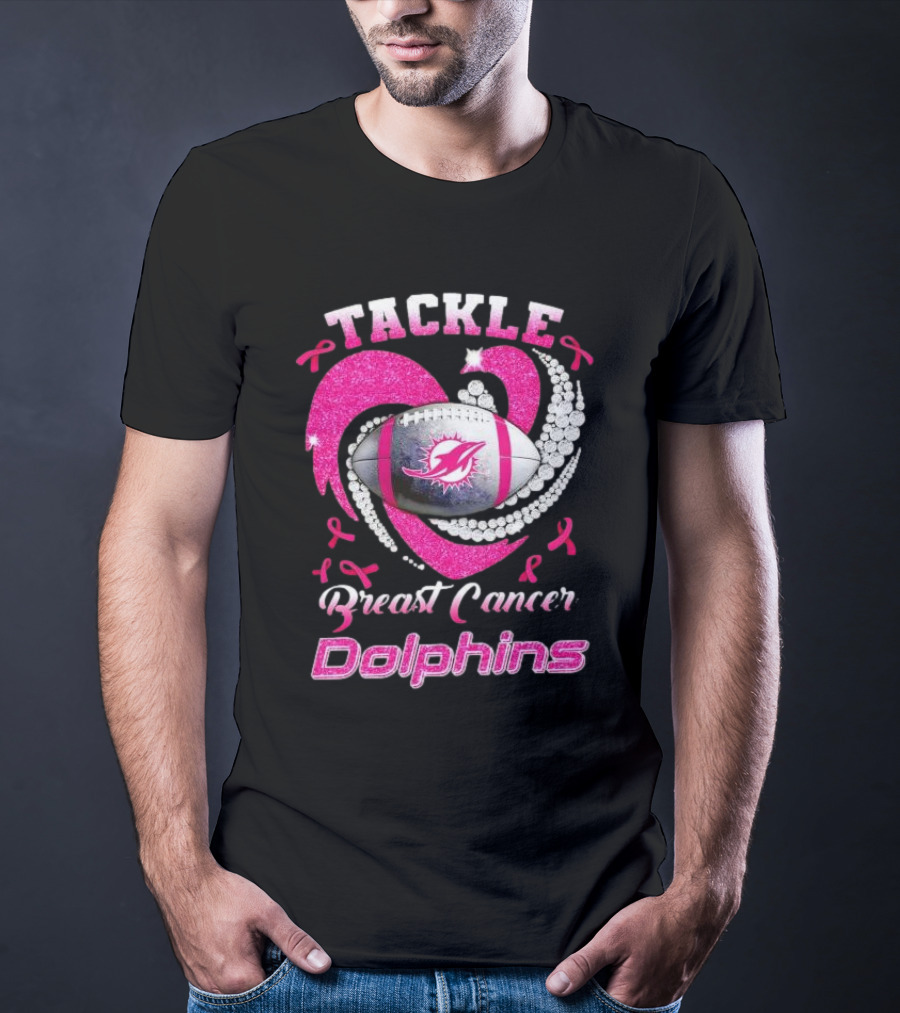 Tackle Breast Cancer Dolphins Football Awareness T-Shirt