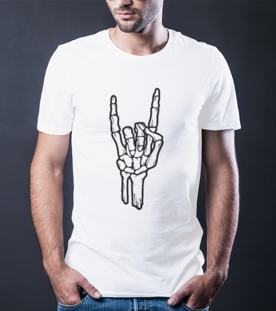 Main Squelette Hand Gesture Rock And Roll Skeleton T-Shirt