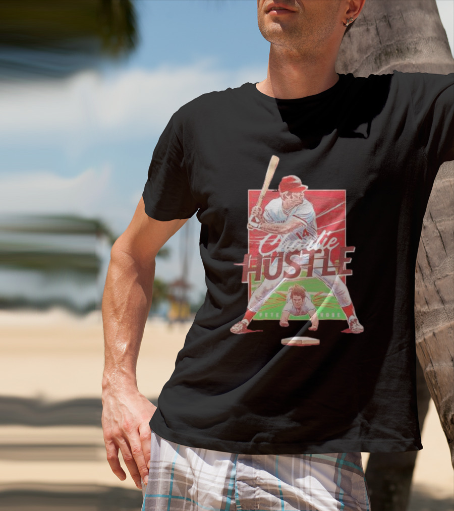 Charlie Hustle Pete Rose Cincinnati Reds Cartoon Player T-Shirt