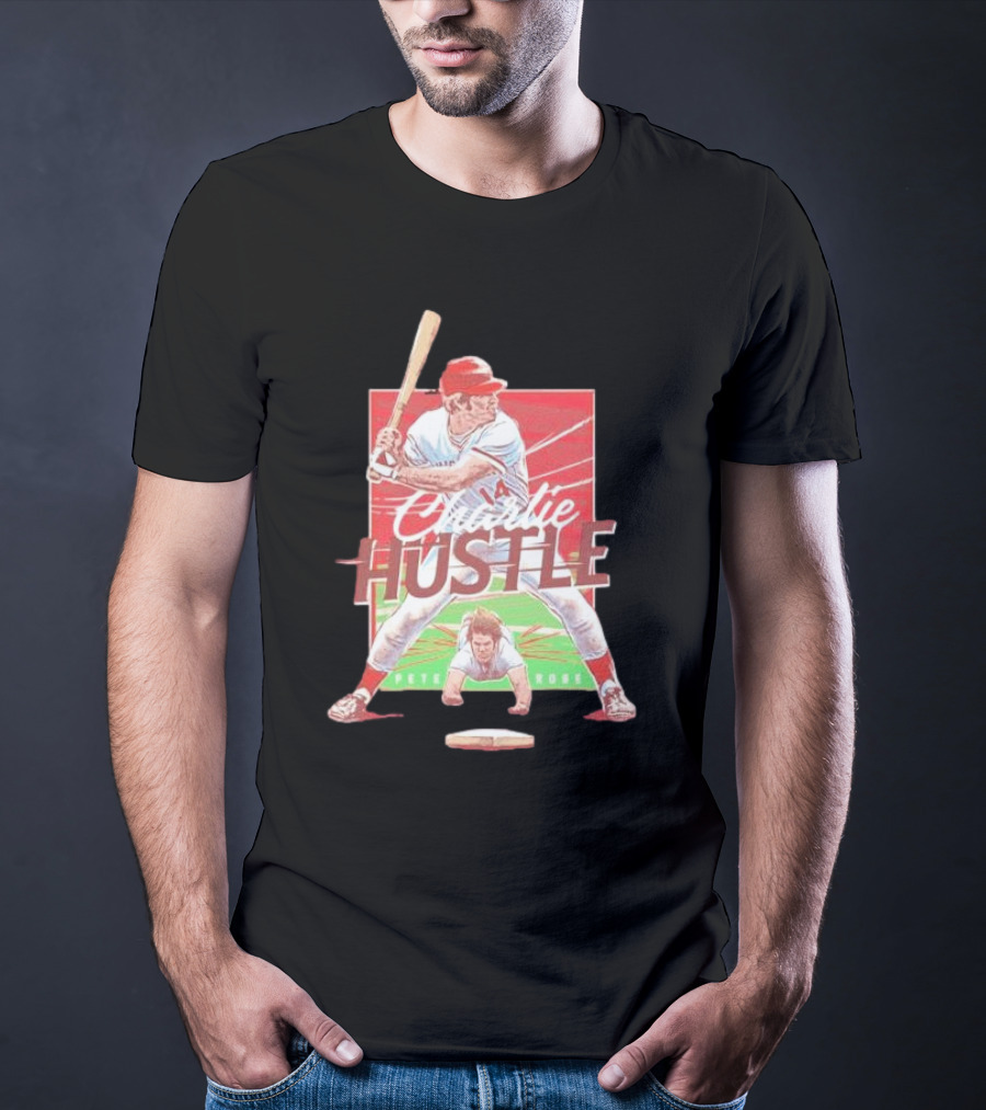 Charlie Hustle Pete Rose Cincinnati Reds Cartoon Player T-Shirt