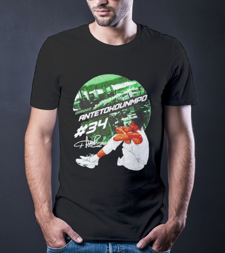 Giannis Antetokounmpo #34 Milwaukee Bucks Signature City Skyline T-Shirt