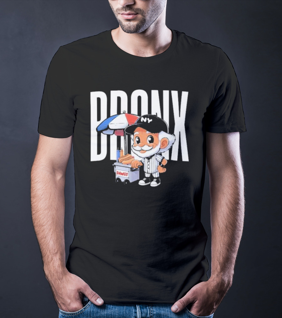 BRONX NY Dawgs Baseball Character Hot Dog Cart T-Shirt