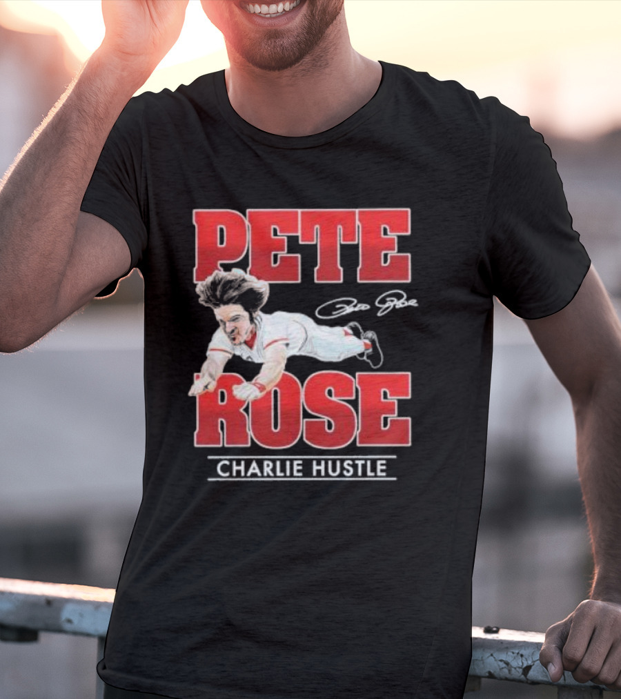 Pete Rose Charlie Hustle Diving Player T-Shirt