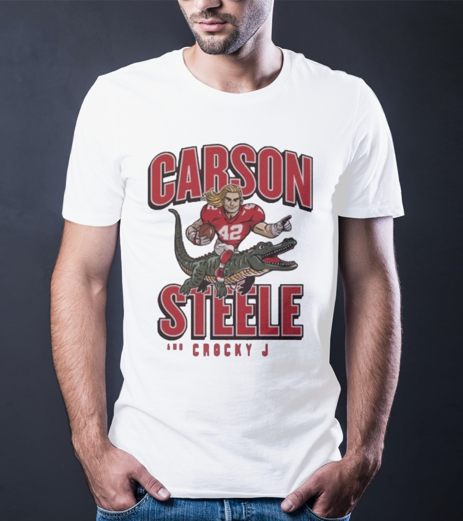 Carson Steele Riding Crocky J Football Kansas City Chiefs T-Shirt
