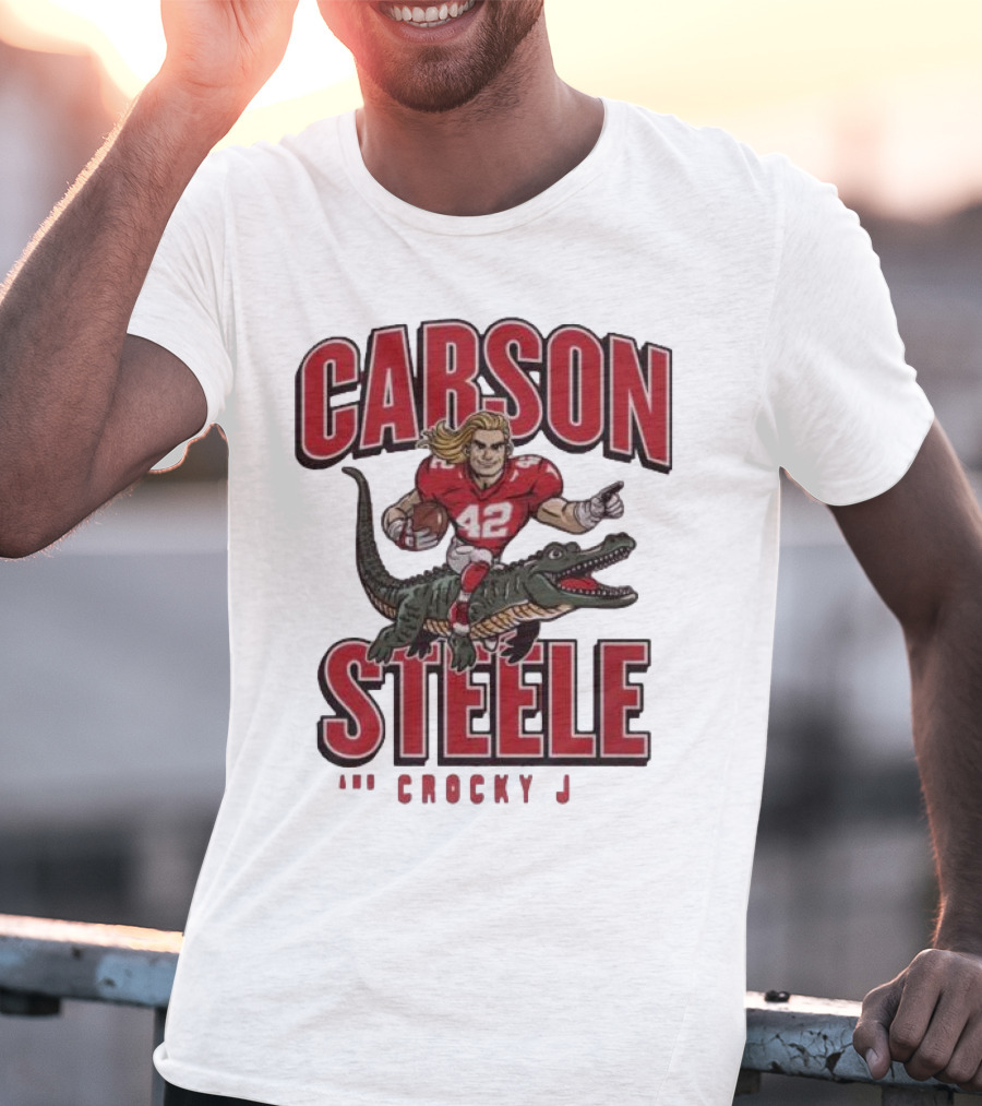 Carson Steele Riding Crocky J Football Kansas City Chiefs T-Shirt