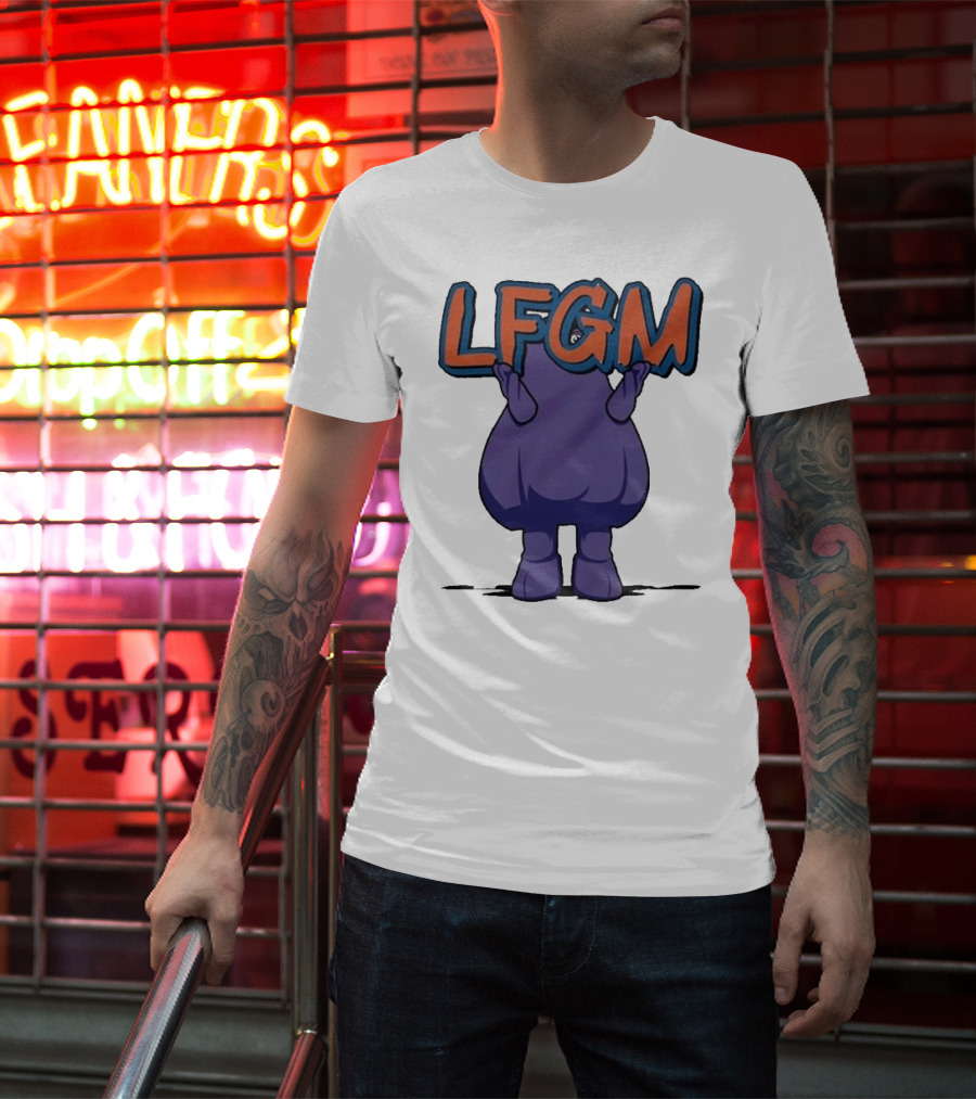 Grimace LFGM New York Mets Character Holding Letters T-Shirt