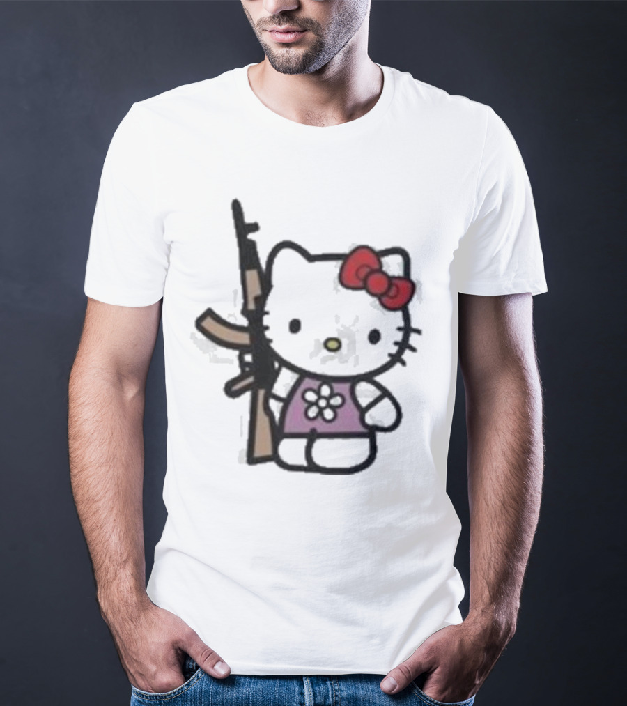 Hello Kitty Holding AK-47 Rifle T-Shirt