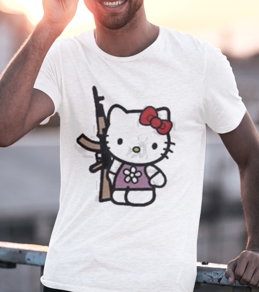 Hello Kitty Holding AK-47 Rifle T-Shirt