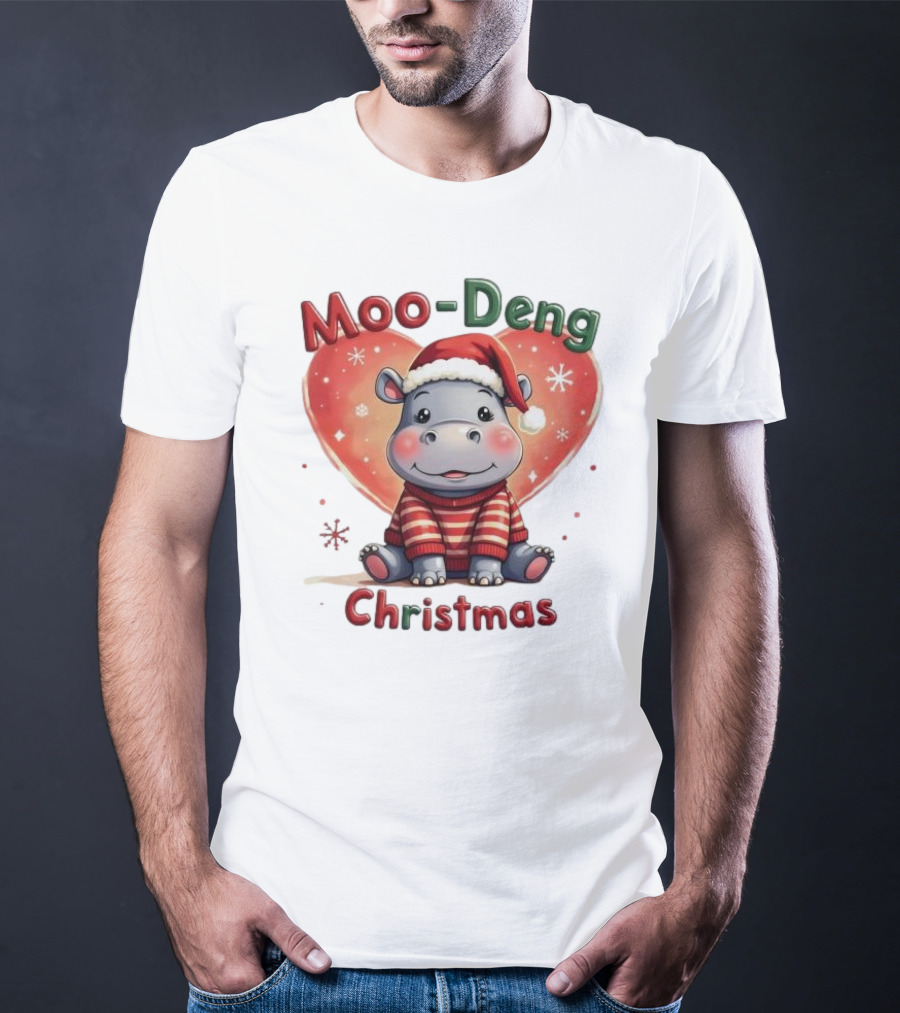 Moo-Deng Hippo Santa Christmas T-Shirt