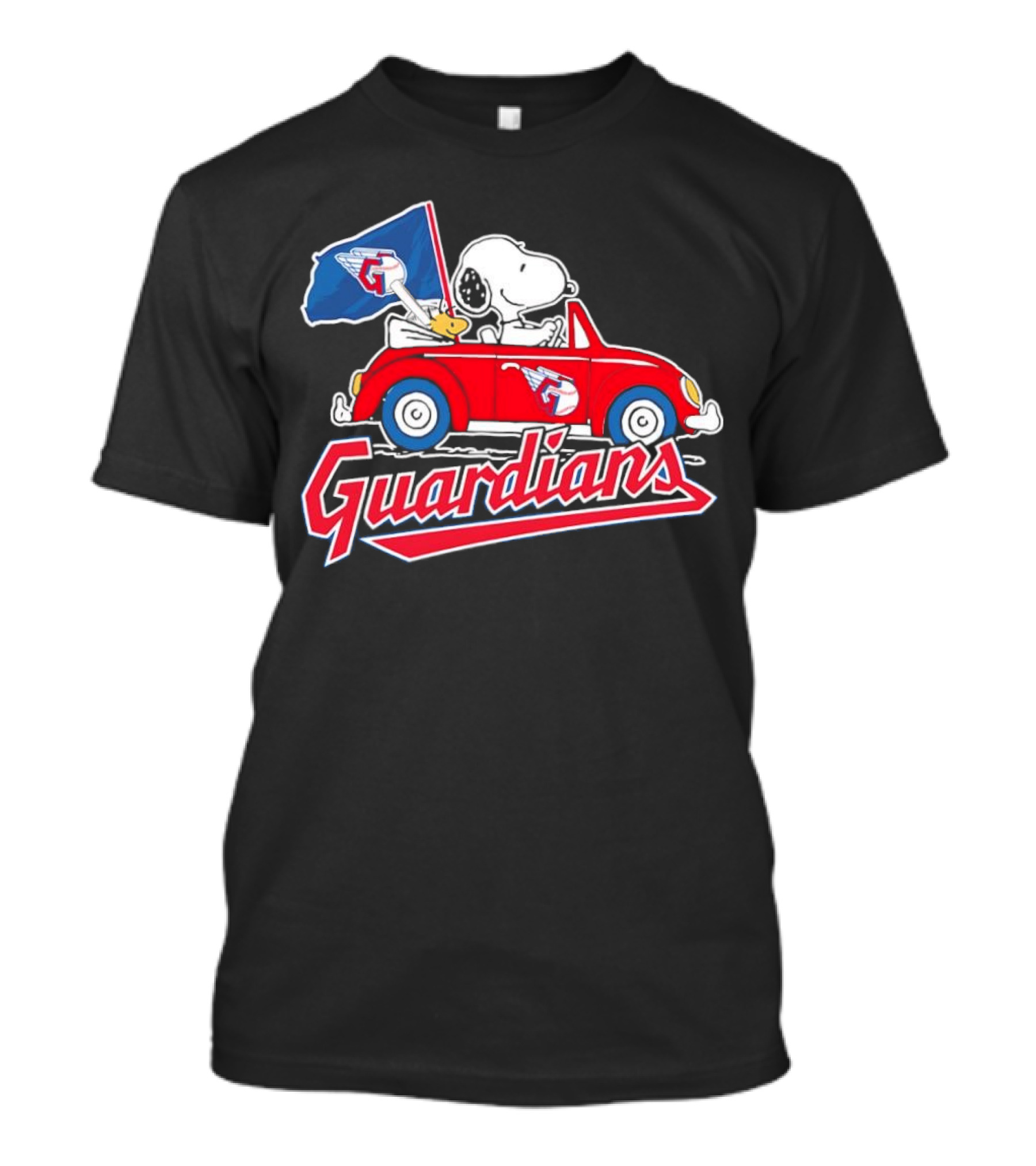 Snoopy And Woodstock Driving Guardians Car Cleveland Guardians T-Shirt