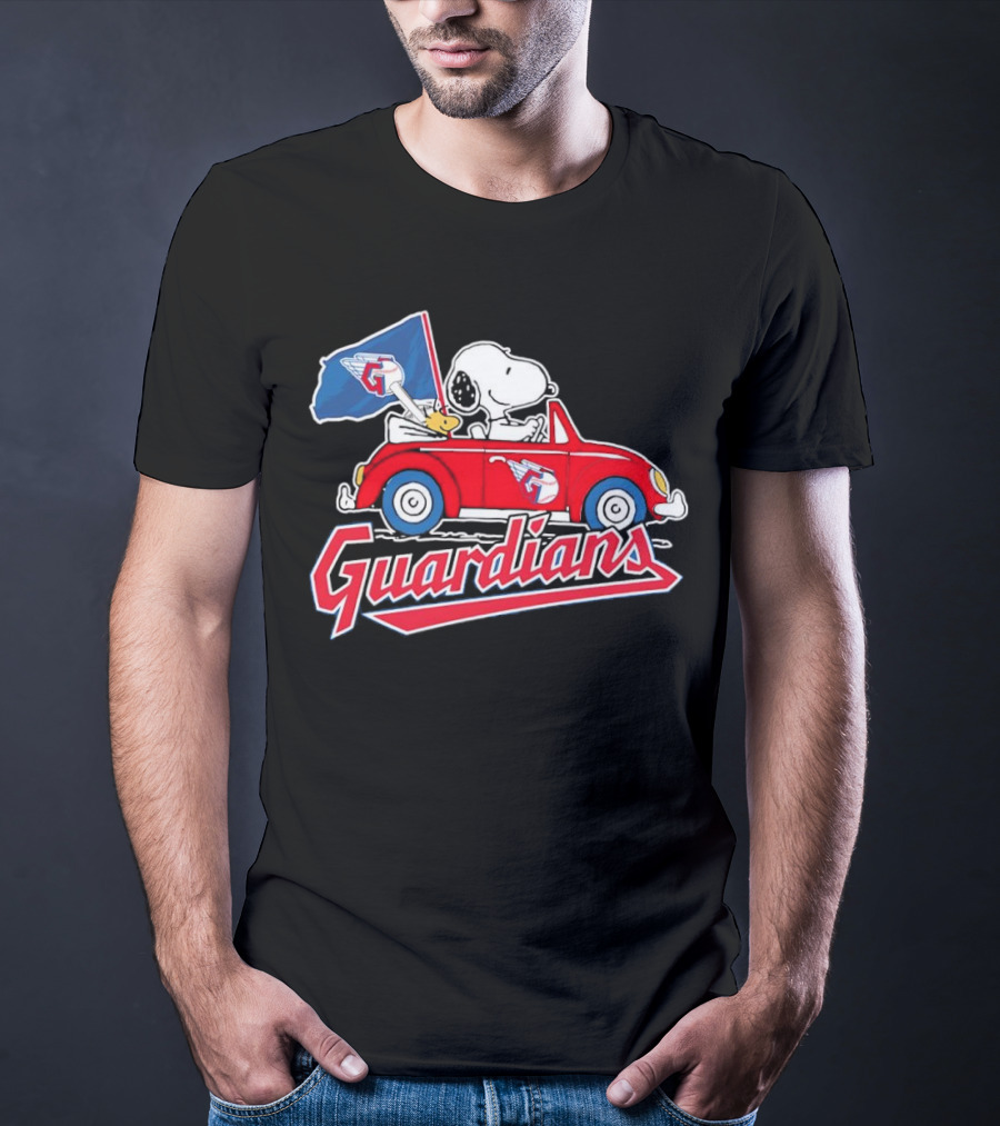 Snoopy And Woodstock Driving Guardians Car Cleveland Guardians T-Shirt