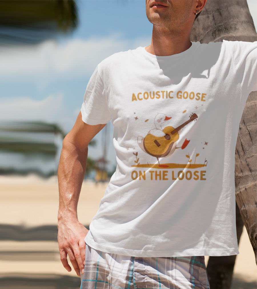 Acoustic Goose On The Loose Silly Meme Goose Playing Guitar T-Shirt