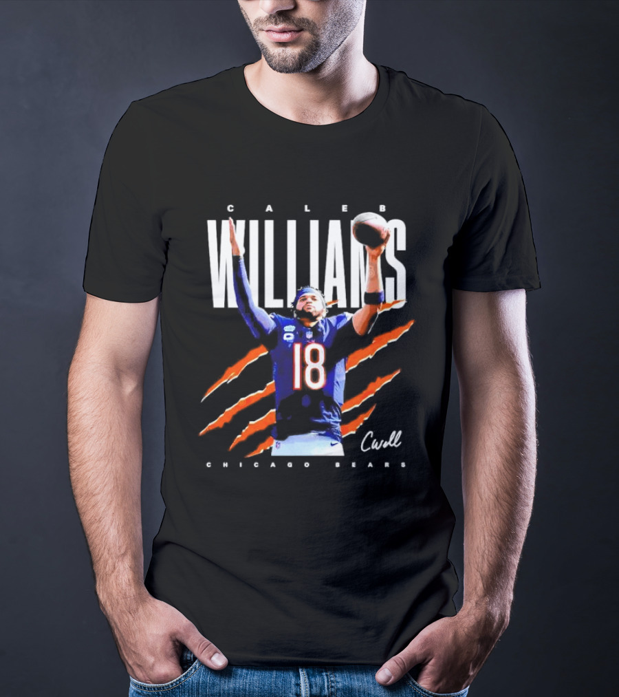 Caleb Williams Chicago Bears Number 18 Football CWell Signature T-Shirt
