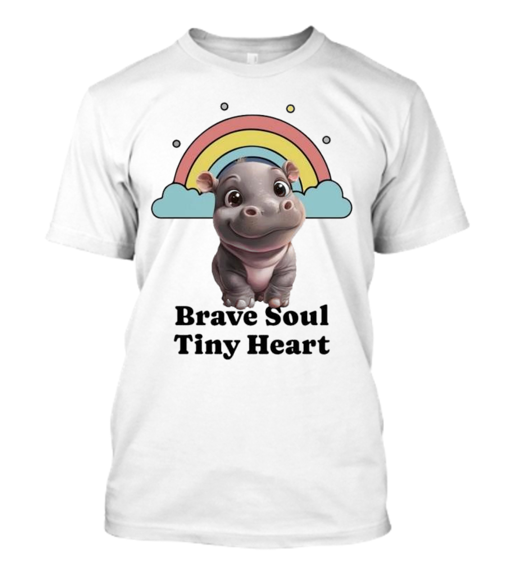 Brave Soul Tiny Heart Hippo With Rainbow T-Shirt