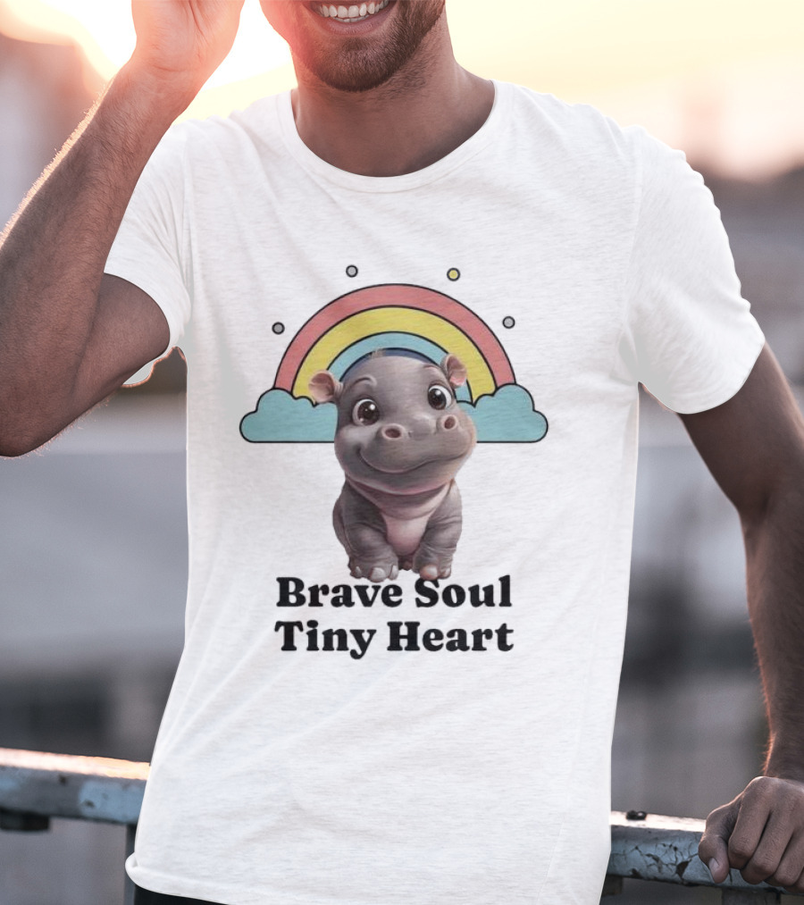 Brave Soul Tiny Heart Hippo With Rainbow T-Shirt
