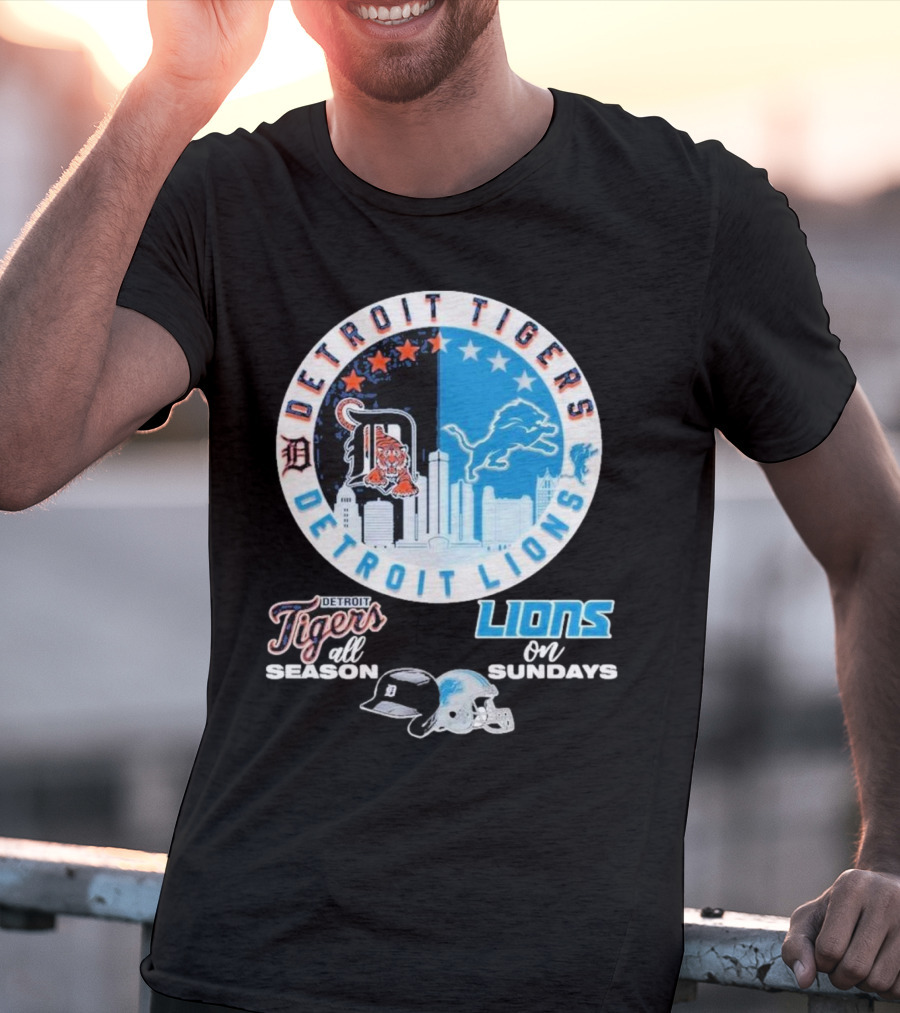 Detroit Tigers Detroit Lions All Season On Sundays T-Shirt
