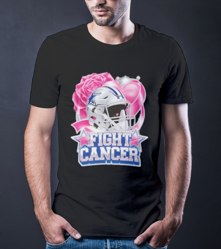 Dallas Cowboys Fight Breast Cancer Awareness Rose Pink Heart Helmet T-Shirt