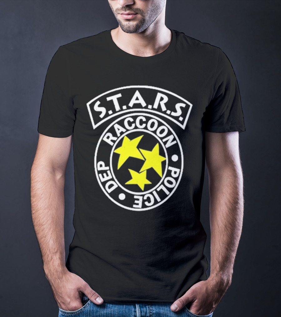 S.T.A.R.S. Raccoon Police Department Logo With Yellow Stars T-Shirt