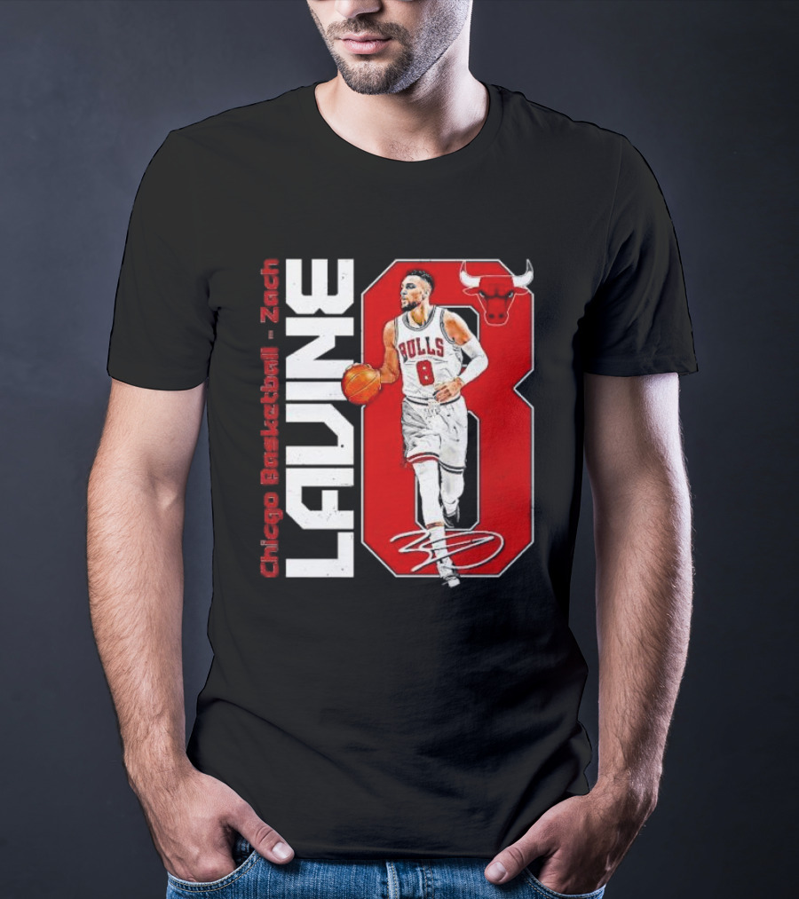 Zach Lavine Chicago Basketball Bulls Number 8 Signature T-Shirt