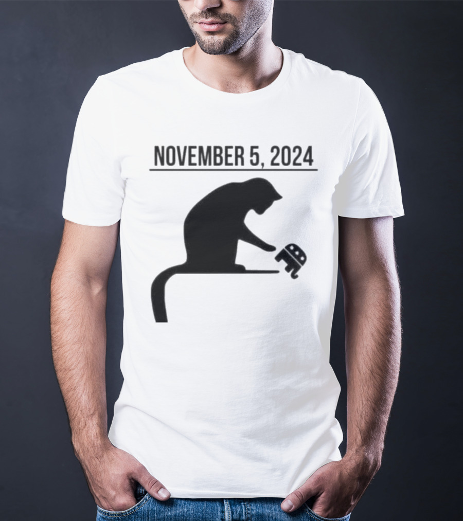 Cat Lady Knocking Republican Elephant November 5 T-Shirt