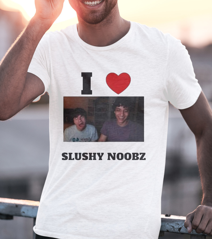 I Love Slushy Noobz Funny Duo Smiling Photo T-Shirt