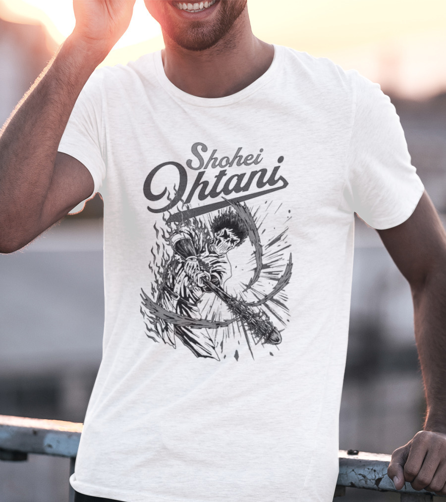 Shohei Ohtani Skeleton Manga Black And White Dynamic Action T-Shirt