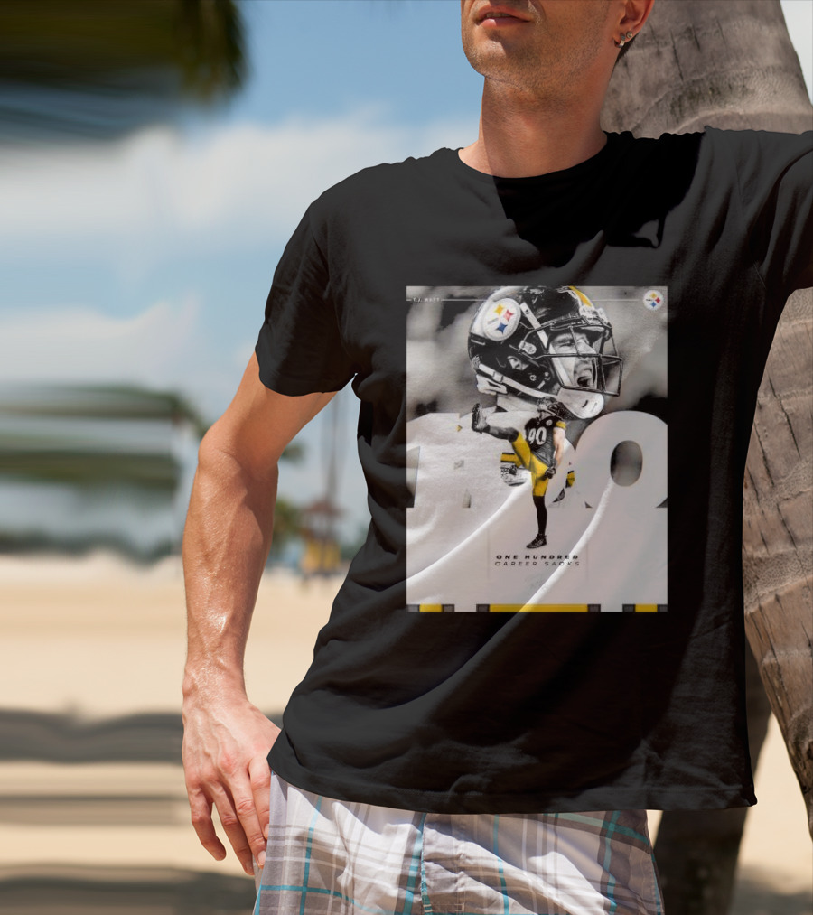 TJ Watt Pittsburgh Steelers 100 Career Sacks Signature T-Shirt